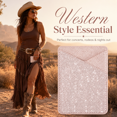 ✨ Multi-Use Sparkle Leather Wallet – Hidden Adhesive Card Holder for Phones, Boots & Daily Essentials