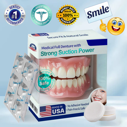 Strong Suction Full Denture – Medical Grade, Made & Shipped in the USA✅
