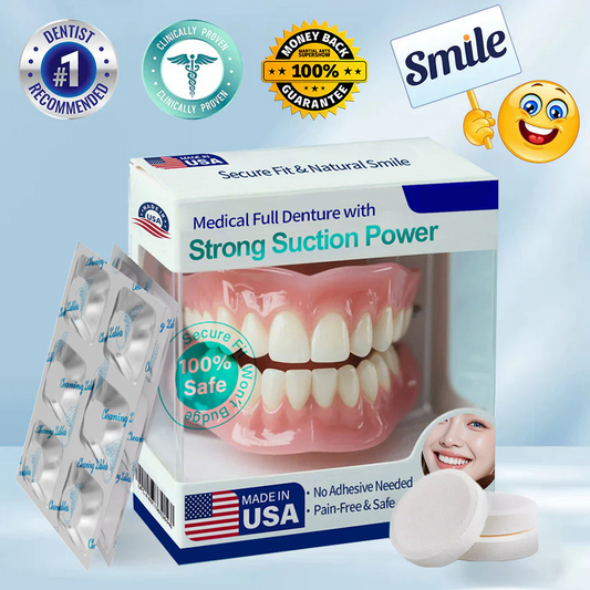 Strong Suction Full Denture – Medical Grade, Made & Shipped in the USA✅