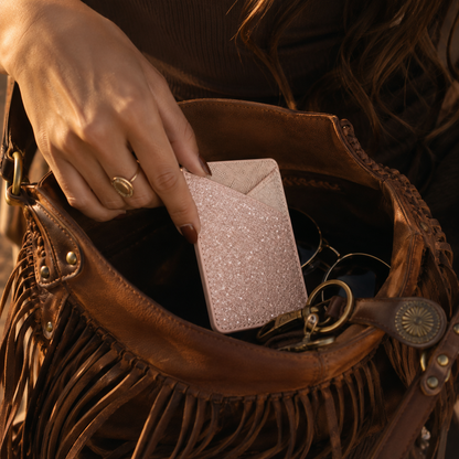 ✨ Multi-Use Sparkle Leather Wallet – Hidden Adhesive Card Holder for Phones, Boots & Daily Essentials