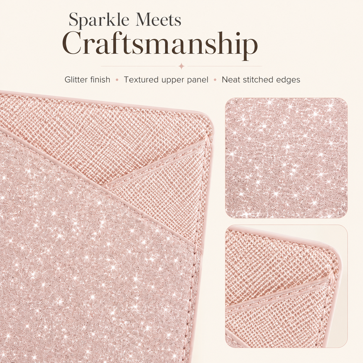 ✨ Multi-Use Sparkle Leather Wallet – Hidden Adhesive Card Holder for Phones, Boots & Daily Essentials